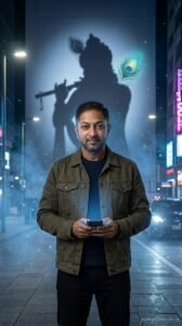 Modern Krishna Aura City Portrait