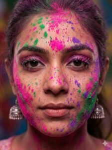 Close-Up Cinematic Color Splash Face Prompt