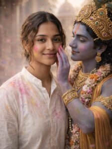 Soft Devotional Holi Blessing Scene