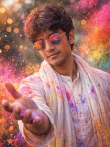 Young Man Scarf Dupatta Explosion prompt