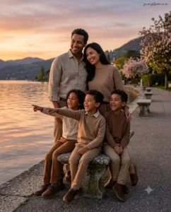 Lakeside Sunset Family Portrait