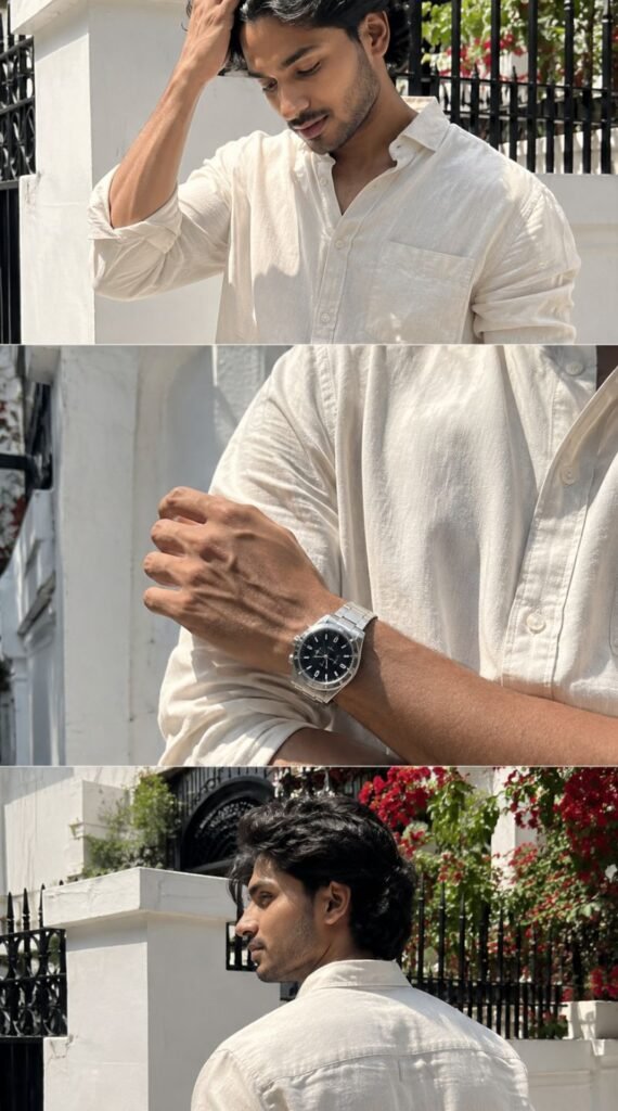 Collage White Outdoor Photo Editing Prompt