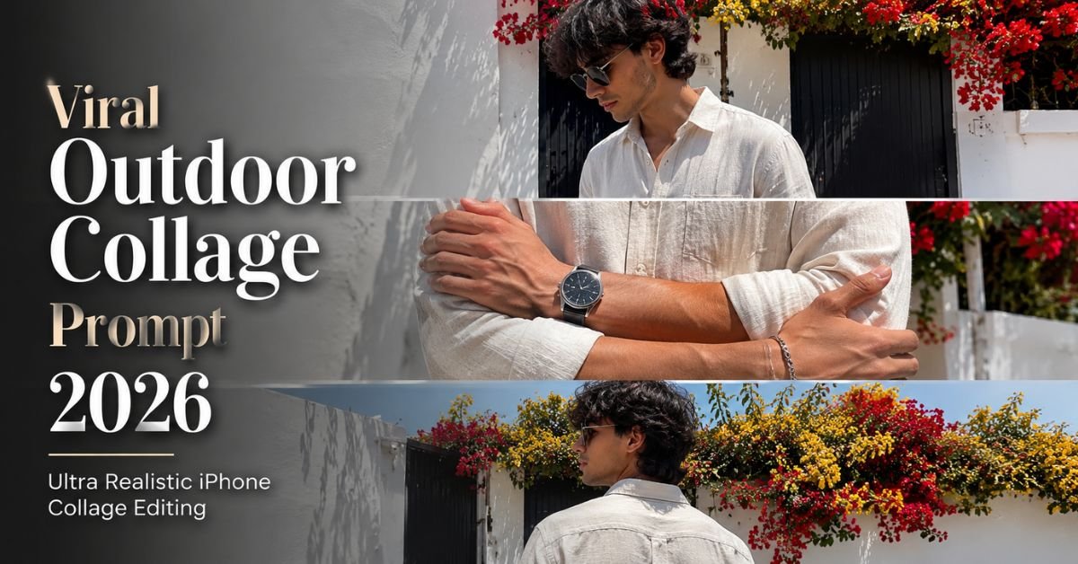 Collage White Outdoor Photo Editing Prompt