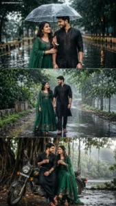 Romantic Rainy Road Couple Collage