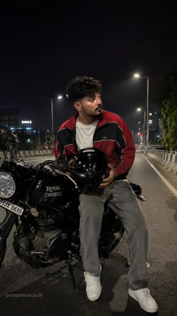 Aesthetic Royal Enfield Night Portrait