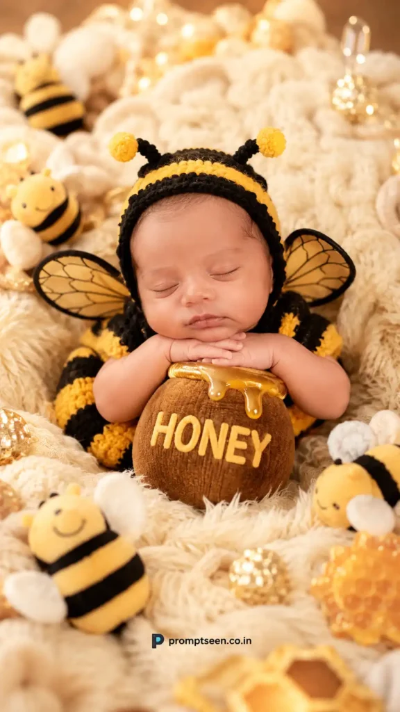 Cute Honey Bee Newborn Photography prompt