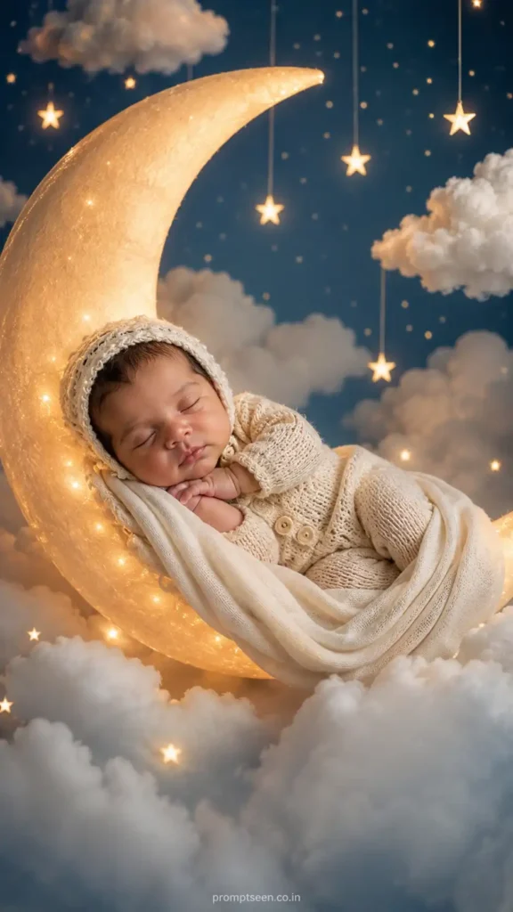 Dreamy Moon Sleeping Baby Portrait prompt