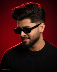 High-End Red Fashion Campaign Portrait