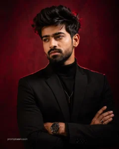 Black Suit Luxury Red Portrait