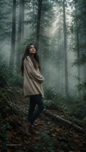 Cinematic Fog Forest Girl Portrait