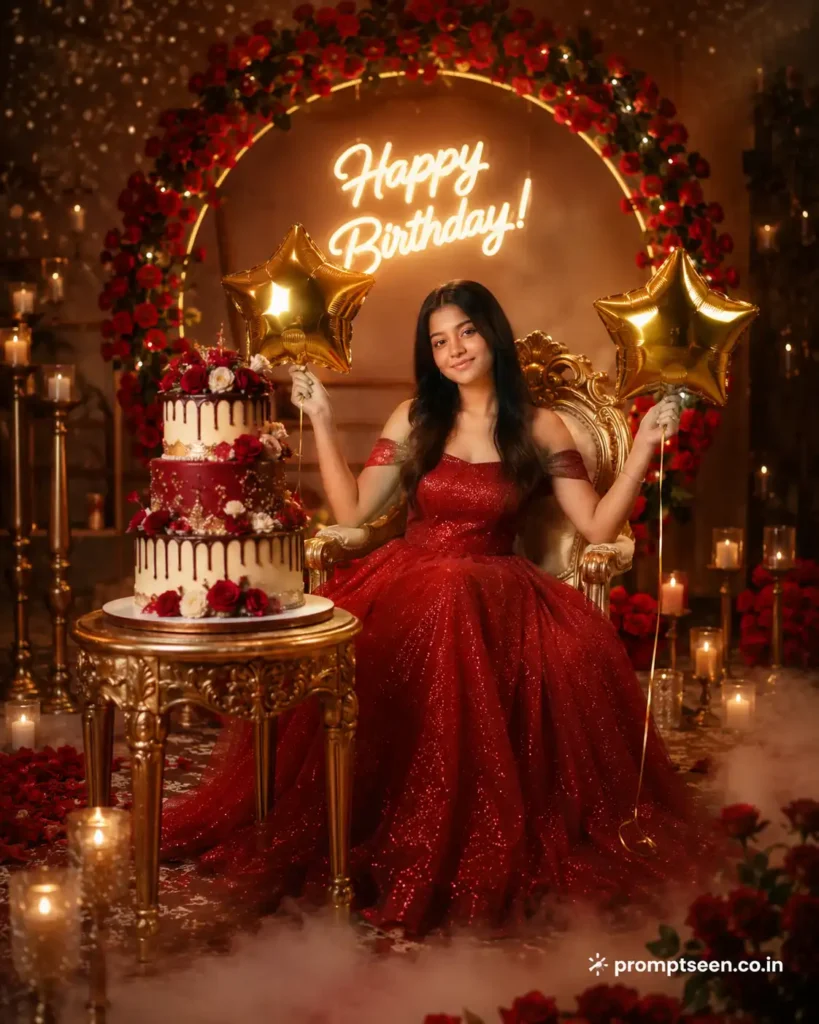 Luxury Red Birthday Studio Portrait
