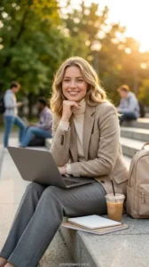 Cozy Campus Lifestyle Portrait