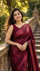 Luxury Garden Staircase Saree Portrait