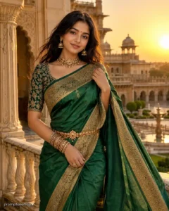 Royal Palace Balcony Saree Portrait