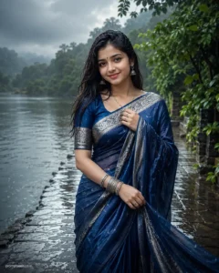 Monsoon Riverside Saree Editorial Portrait