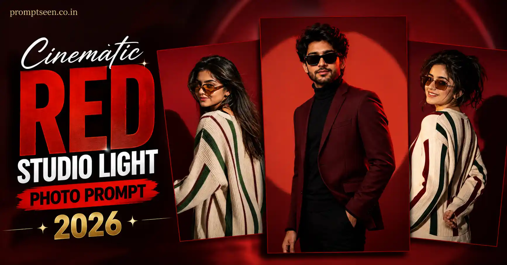 Cinematic Red Studio Light Photo Prompt
