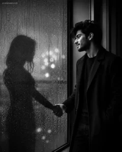 Rain Window Shadow Holding Hand Portrait
