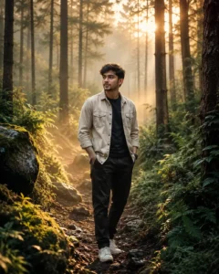 Golden Hour Cinematic Forest Portrait